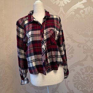 RAILS Cropped Red Flannel Plaid Button Down – Size M